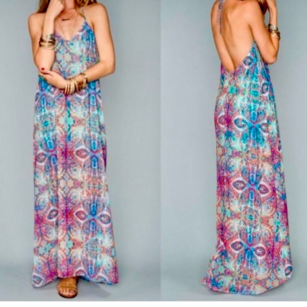 Show Me Your Mumu Halter Maxi,  Erlyn Dress Great Barrier Reef Print- X-Small